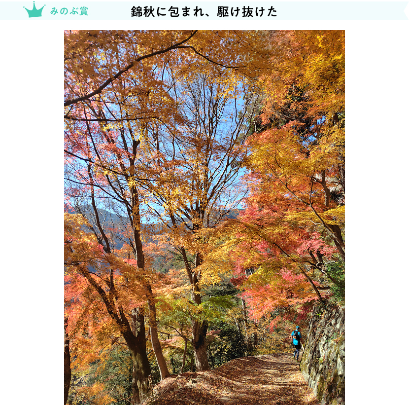 高瀬理絵「錦秋に包まれ、駆け抜けた」